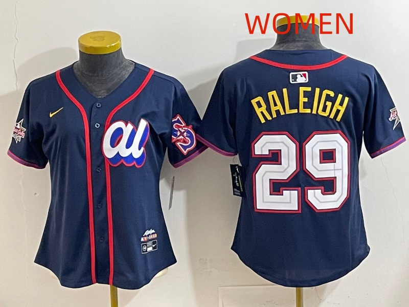 Women 2025 Seattle Mariners 29 Raleigh dark Blue All star Nike MLB Jersey style 013